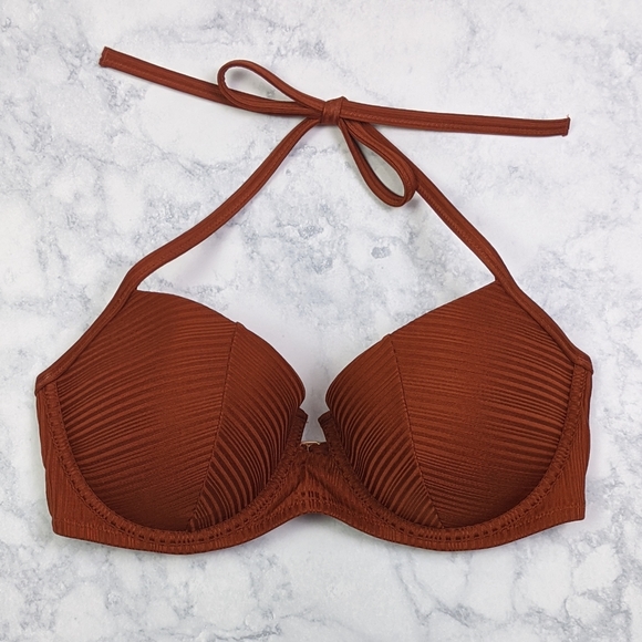 Shade & Shore Other - Shade & Shore Burnt Orange Ribbed Bikini Top NWOT